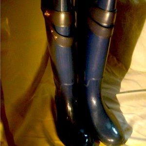 Coach blue rain boots with original coach box size 9